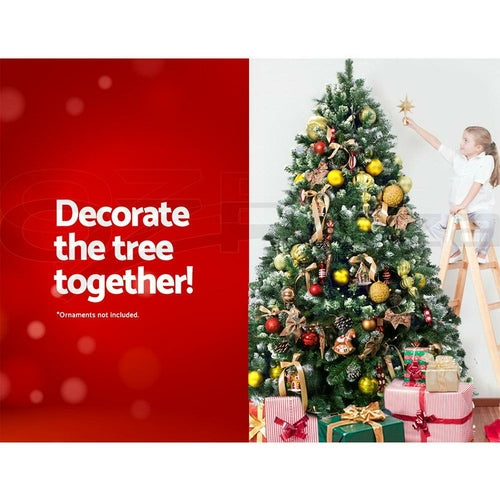 Jingle Jollys Christmas Tree 1.8m Snowy Xmas Tree Decoration 650 Tips