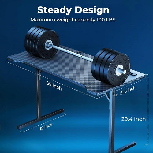 Small Gaming Desk with LED Lights & Power Outlets, 55 Inch Computer